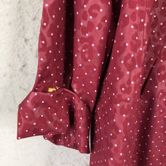 Chicos 1 Zenergy Jacket Womens Medium Burgundy Polkadot Anorak Artsy NEW - Picture 12 of 16